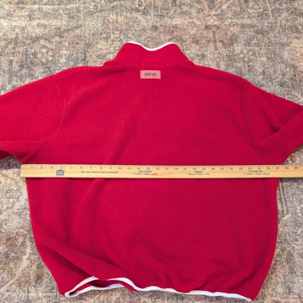 Parke Womens Red Sherpa Fleece Snap Mock Neck Pullover American Flag L/XL - Picture 8 of 8